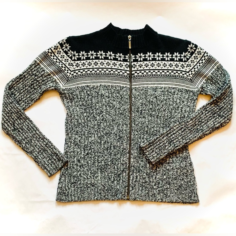 Vuarnet vintage cardigan Nordic Vintage / Fair Isle / Blue and white zipped swea